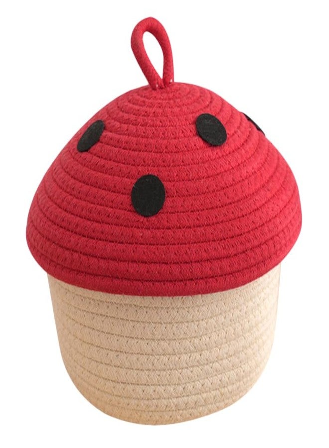 FONDOTIN Cotton Rope Woven Storage Basket 7.87X7.87X6.29In Organizer Container for Snacks Toys Sundries Desktop Wardrobe Bedroom - Image 1