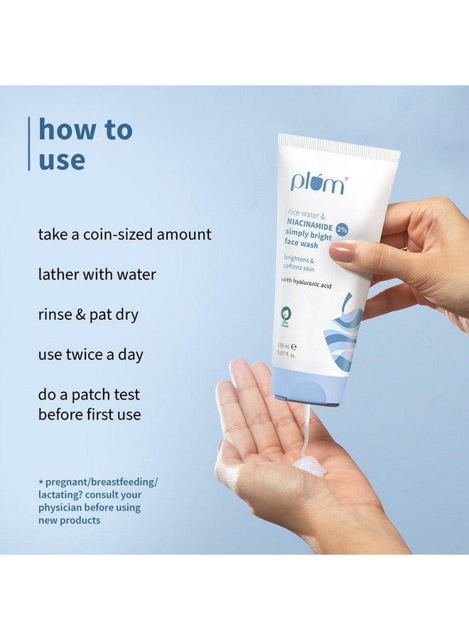 Plum غسول وجه برق بسيط 2% نياسيناميد مع ماء الأرز | يضيء، ينعّم ويجعل البشرة ناعمة | للبشرة الدهنية، المعرضة لحب الشباب، الجافة، العادية، الحساسة | لطيف وغير جاف | للرجال والنساء | 150 مل - Image 5