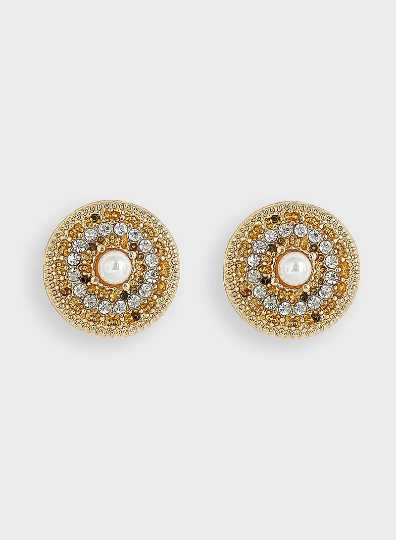 Ella Limited Edition CZ Pearl Centre Stud Earrings