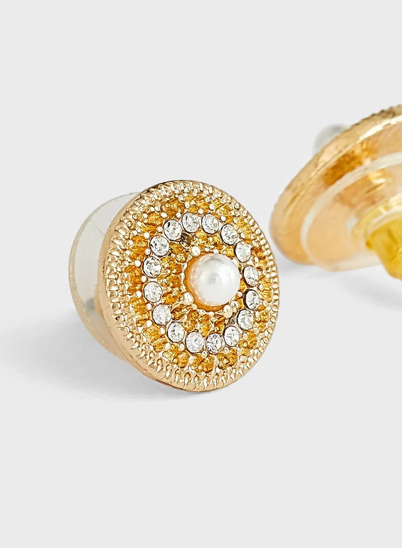 Ella Limited Edition CZ Pearl Centre Stud Earrings