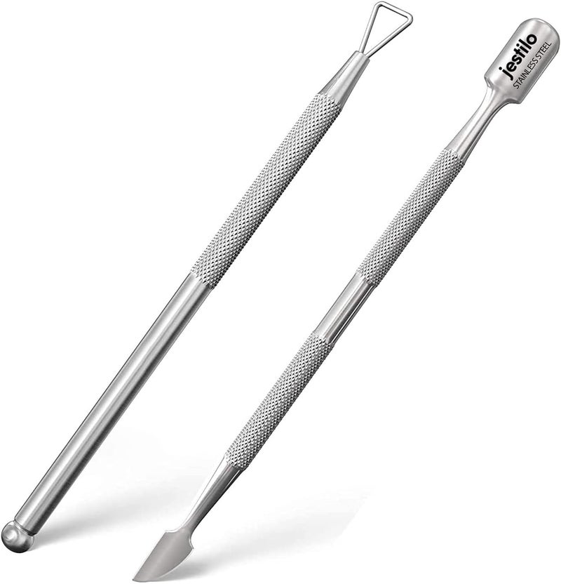 Jestilo Cuticle Pusher and UV Gel Nail Polish Remover Pack of 2 Cuticle Remover Trimmer Nail Art Tools Scraper and Cleaner