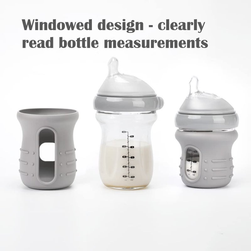 haakaa Glass Baby Bottle Sleeve  Non Slip Silicone Bottle Cover for Wide Neck Glass Baby Bottle 42oz 1pk - Image 3