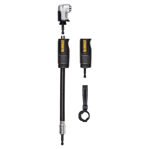 DEWALT FLEXTORQ Right Angle Drill Attachment, 4-in-1 System, 12-Inch Compact, Straight Flexible Shaft 90 Degree Drill Adapter (DWAMRASETFT) - Image 1