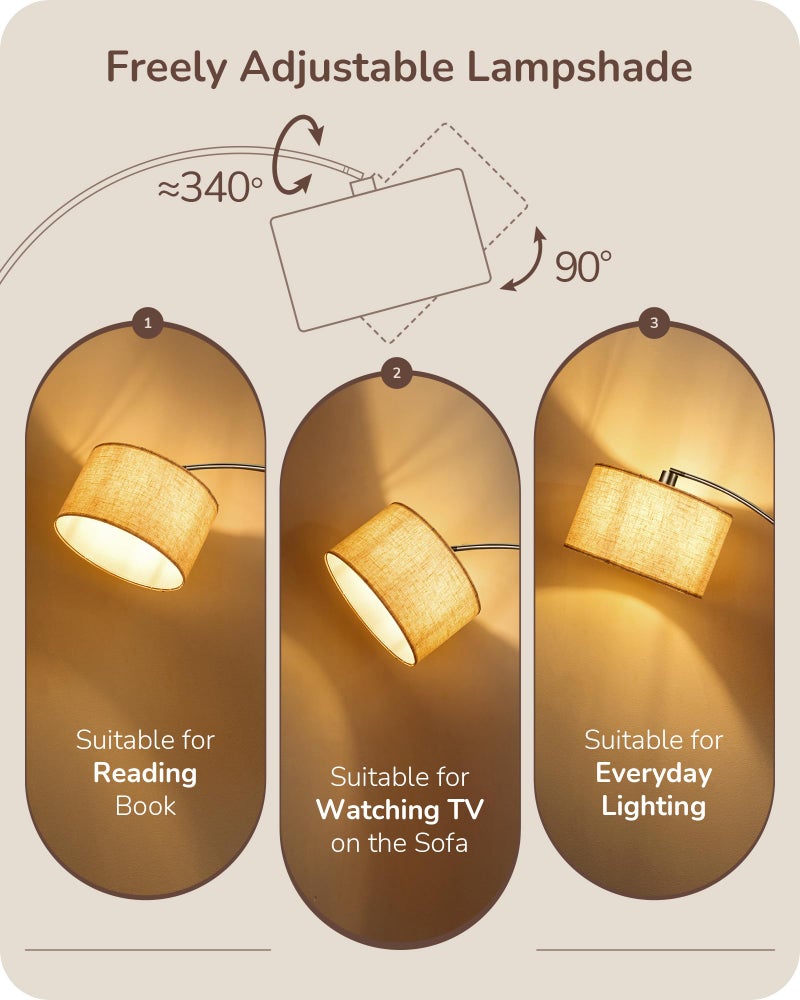 EDISHINE Dimmable Mid Century Modern Floor Lamp with Remote, Tall Arc Standing Lamps with Adjustable Drum Shade, Standing Corner Light for Living Room, Bedroom, Dining Room, Bronze - Image 4