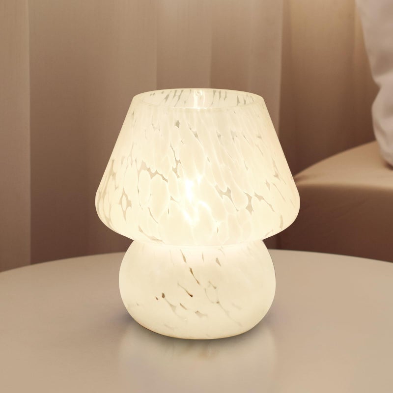 Dawnwake Mushroom Lamp Table Lamp for Bedroom,Small Desk Bedside Lamps for Living Room,Mushroom Decor Cute Mini Modern Mid Century Lamps for Night Stands (White) - Image 1