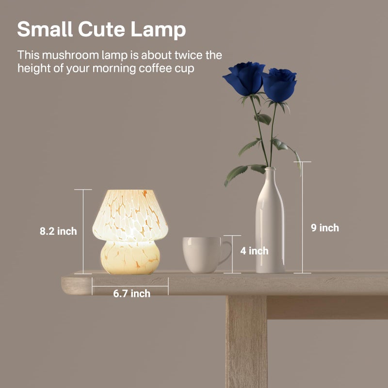 Dawnwake Mushroom Lamp Table Lamp for Bedroom,Small Desk Bedside Lamps for Living Room,Mushroom Decor Cute Mini Modern Mid Century Lamps for Night Stands (White) - Image 5