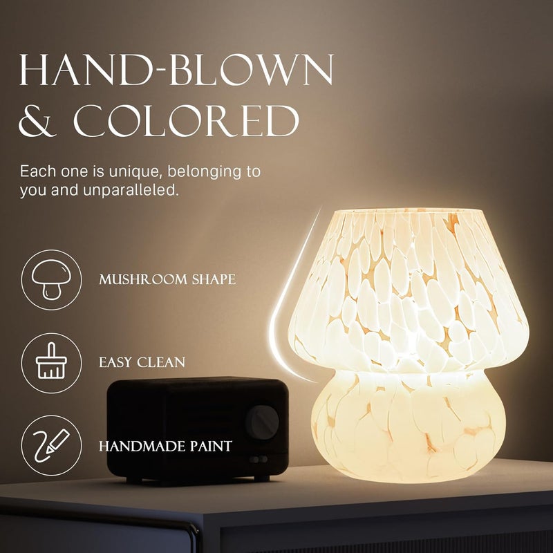 Dawnwake Mushroom Lamp Table Lamp for Bedroom,Small Desk Bedside Lamps for Living Room,Mushroom Decor Cute Mini Modern Mid Century Lamps for Night Stands (White) - Image 2