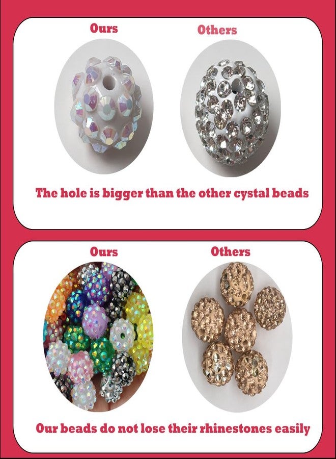PAMIR TONG Assorted 12mm Resin Rhinestone Beads for Jewelry Making-96pcs-Sparkly Glitter Disco Ball Beads for Bracelets, Necklaces, Decorative Crafts - Perfect for DIY Jewelry, Keychains, and Hair Accessories - Image 3