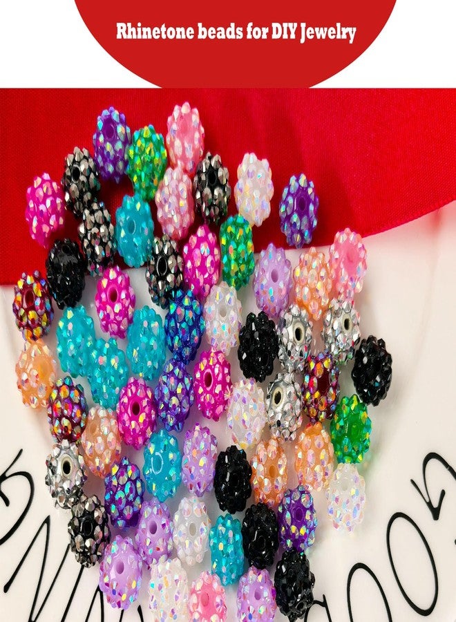 PAMIR TONG Assorted 12mm Resin Rhinestone Beads for Jewelry Making-96pcs-Sparkly Glitter Disco Ball Beads for Bracelets, Necklaces, Decorative Crafts - Perfect for DIY Jewelry, Keychains, and Hair Accessories - Image 5