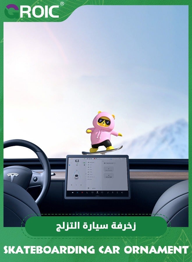 GROIC Skateboarding Bear Car Ornament,Funny Skater Dashboard Decorations for Mirror Interior Decors,Car Ornament - Image 2