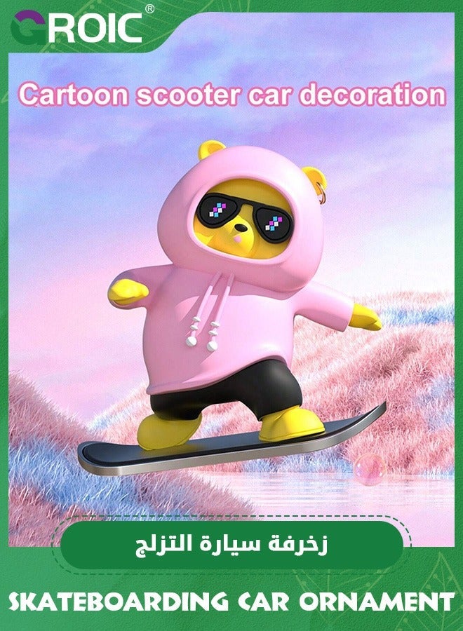 GROIC Skateboarding Bear Car Ornament,Funny Skater Dashboard Decorations for Mirror Interior Decors,Car Ornament - Image 3