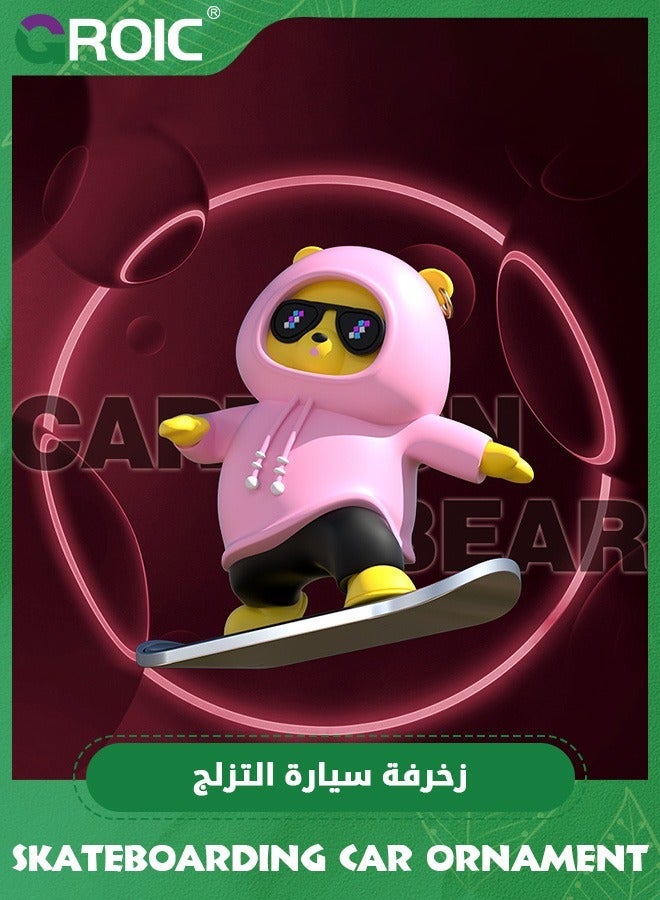 GROIC Skateboarding Bear Car Ornament,Funny Skater Dashboard Decorations for Mirror Interior Decors,Car Ornament - Image 4
