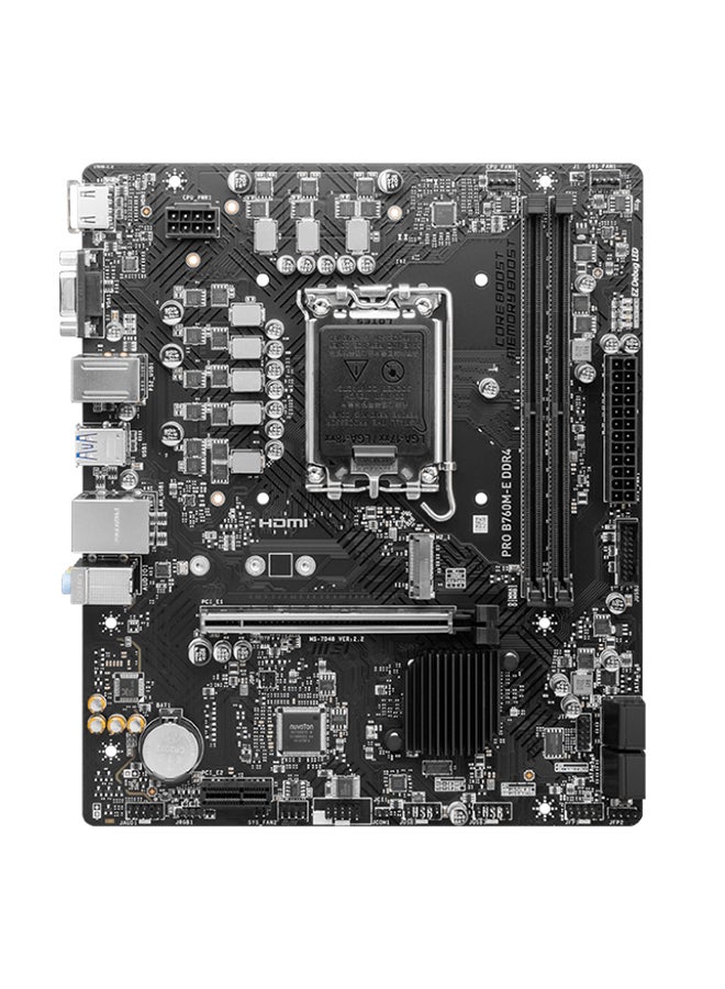 MSI PRO B760M-E DDR4 Intel LGA 1700 MATX Motherboard, Intel B760 Chipset, 2x DDR4 Slots, 64GB Max Memory, Gigabit LAN, 1x M.2, 4x USB 2.0 2x USB 3.2 G 1x HDMI, 1x VGA Black - Image 2