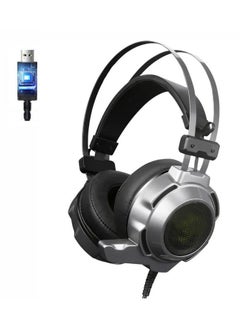 K39 USB Gaming Headset RGB 7.1 Virtual Surround Sound - Dual 50mm Drivers  - DEEP BASS - Noise Reduction mic - In Body Control  For PC | Silver
