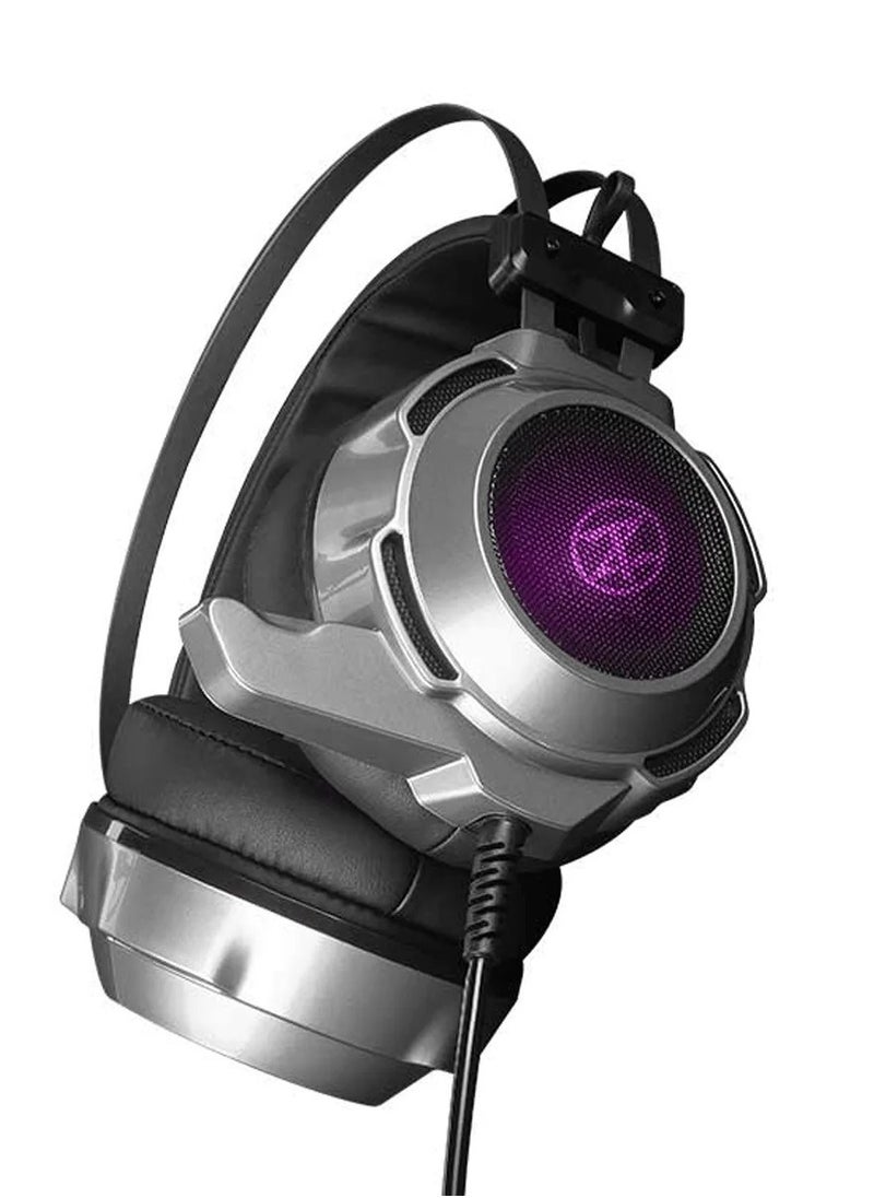 Techno Zone - K39 USB Gaming Headset RGB 7.1 Virtual Surround Sound - Dual 50mm Drivers  - DEEP BASS - Noise Reduction mic - In Body Control  For PC | Silver - Image 1