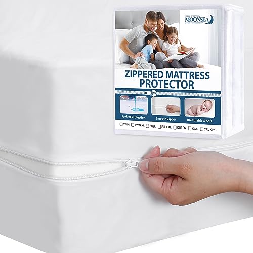 Moonsea Zippered Waterproof Twin XL Mattress Protector, 6-Side Waterproof Mattress Encasement, Twin XL Mattress Cover, Box Spring Encasement - Image 1