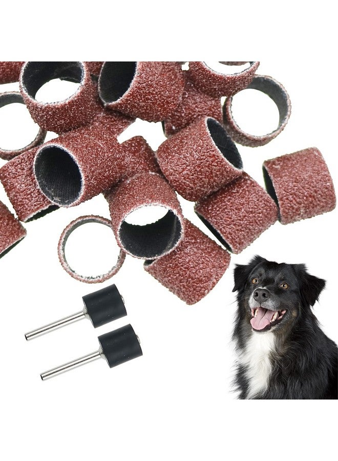 DonLeeving 26 Pack Nail Grinder for Dogs Replacement Kit Sanding Drum Set Grit Sand Bands Shank Rotary Tool Kit Pet Nail Smoother Dog Claw Care (80#/120#) - Image 1