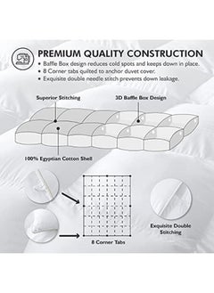 Egyptian Bedding 1200 Thread Count Full/Queen Size Siberian Goose Down Comforter 100% Egyptian Cotton 1200 TC - Baffle Box Design - 750FP - 50Oz - Solid White  - Image 4