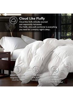 Egyptian Bedding 1200 Thread Count Full/Queen Size Siberian Goose Down Comforter 100% Egyptian Cotton 1200 TC - Baffle Box Design - 750FP - 50Oz - Solid White  - Image 3