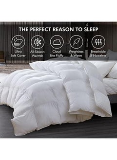 Egyptian Bedding 1200 Thread Count Full/Queen Size Siberian Goose Down Comforter 100% Egyptian Cotton 1200 TC - Baffle Box Design - 750FP - 50Oz - Solid White  - Image 5