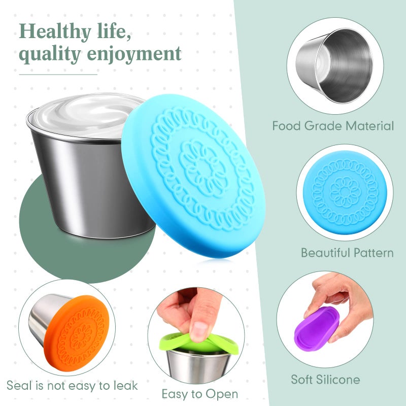 Potchen 20 Pack Dipping Cups with Lid  2.5 oz Stainless Steel Dipping Sauce Cups  Condiment Containers with Lid  Freezer Cups with Leakproof Silicone Lid  Sauce Cups with Lid  Mini Food Storage Box - Image 3