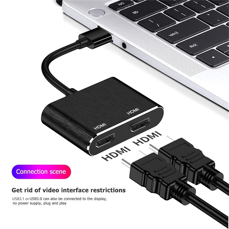 Tobo USB 3.0 to Dual HDMI Adapter - 4K@30Hz and 1080P@60Hz Hdmi Splitter for Dual Monitors, Compatible with Windows/MacOS/Android/Win XP only-TD-962SC - Image 2