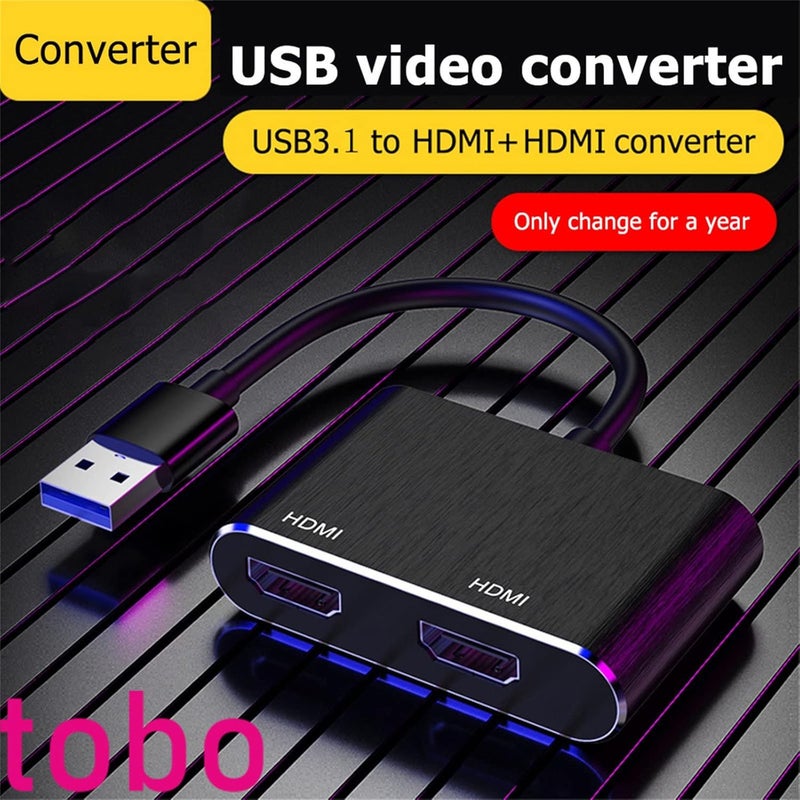 Tobo USB 3.0 to Dual HDMI Adapter - 4K@30Hz and 1080P@60Hz Hdmi Splitter for Dual Monitors, Compatible with Windows/MacOS/Android/Win XP only-TD-962SC - Image 3