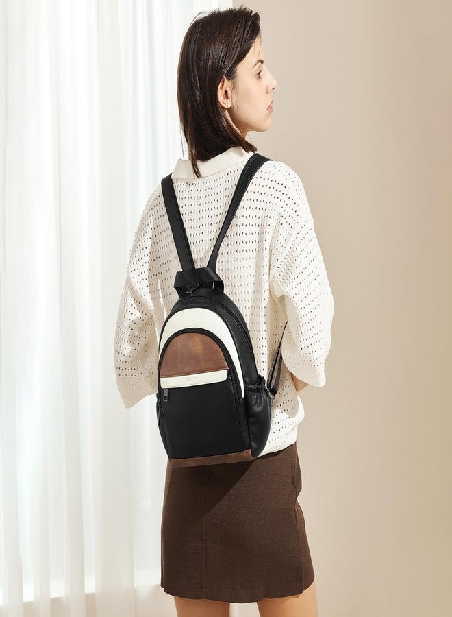 CLUCI Sling Bag for Women Leather Women's Backpack Small Convertible Backpack Purse for Women Travel Hiking Cycling - Image 2