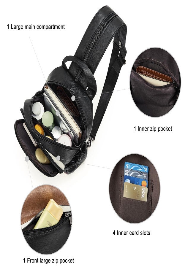 CLUCI Sling Bag for Women Leather Women's Backpack Small Convertible Backpack Purse for Women Travel Hiking Cycling - Image 5