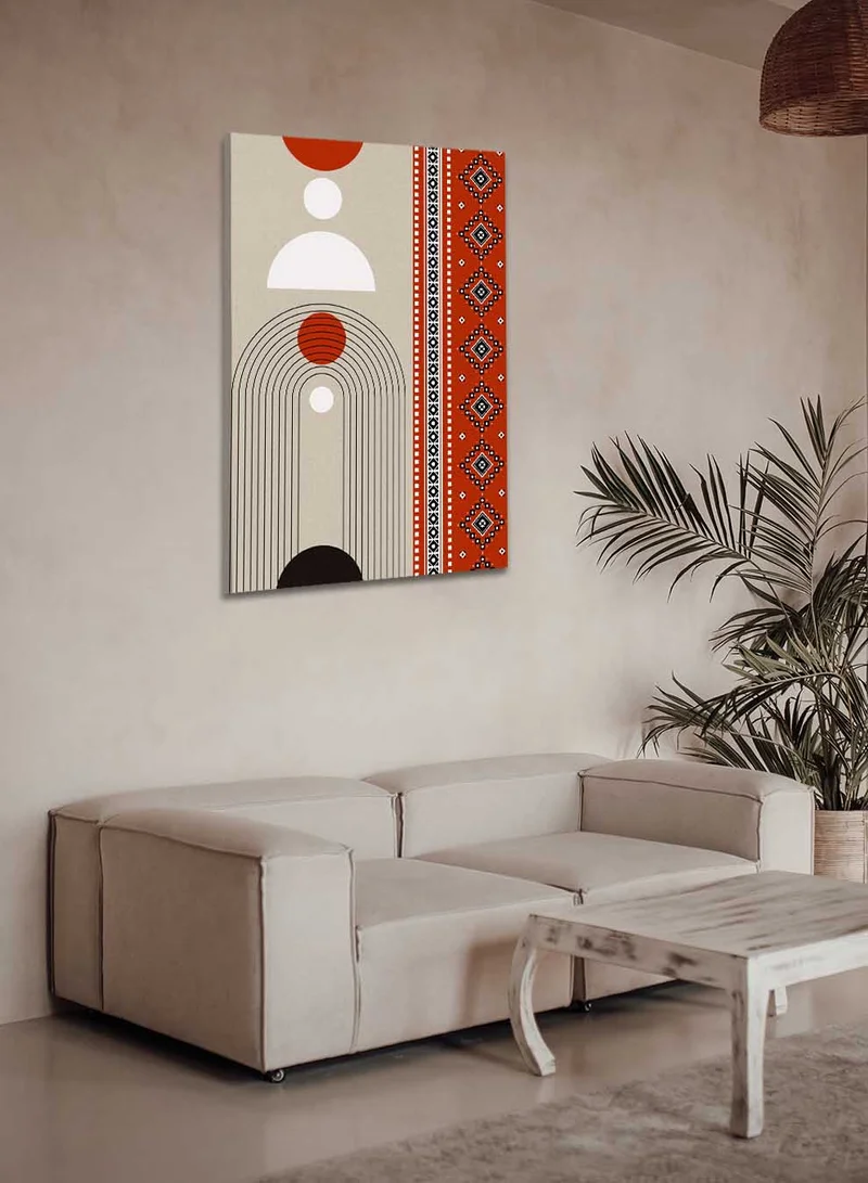 لوحة لوحة كانفاس على إطار خشبي بتصميم مستوحى من الطابع السعودي