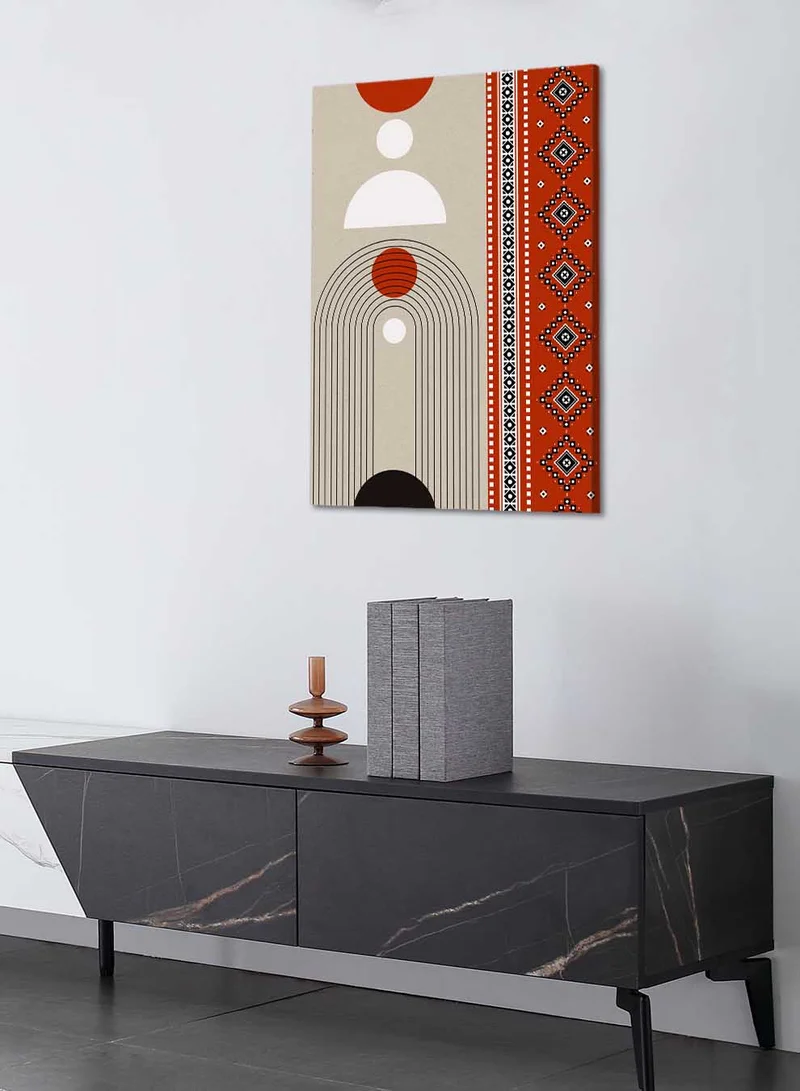 لوحة لوحة كانفاس على إطار خشبي بتصميم مستوحى من الطابع السعودي