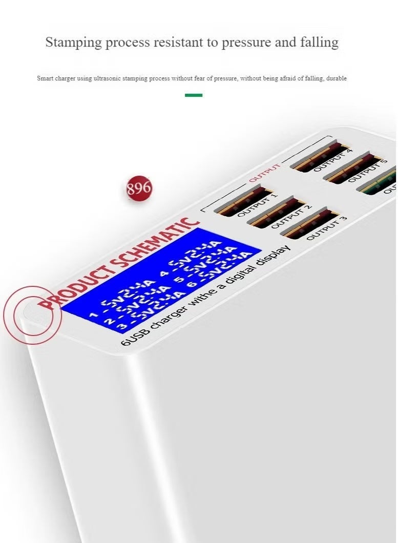 USB Charging Station for Multiple Devices, 40w 6-Ports USB Charger Station, 5USB+1QC3.0 Ports Fast Charging Station Block, Compatible with Phone Watch Pad Speakers Headphones for Home Office Travel - Image 3