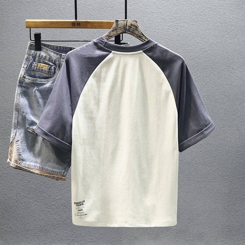 Retro Fashion Brand Coffee Beige Short Sleeve Spring Heavy Letter Printing Craft Loose All-Match Youth Half Sleeve T-Shirt Fashion - Image 5