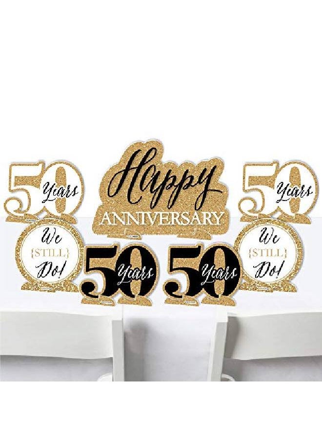 Big Dot of Happiness We Still Do 50Th Wedding Anniversary Anniversary Party Centerpiece Table Decorations Tabletop Standups 7 Pieces  - Image 1