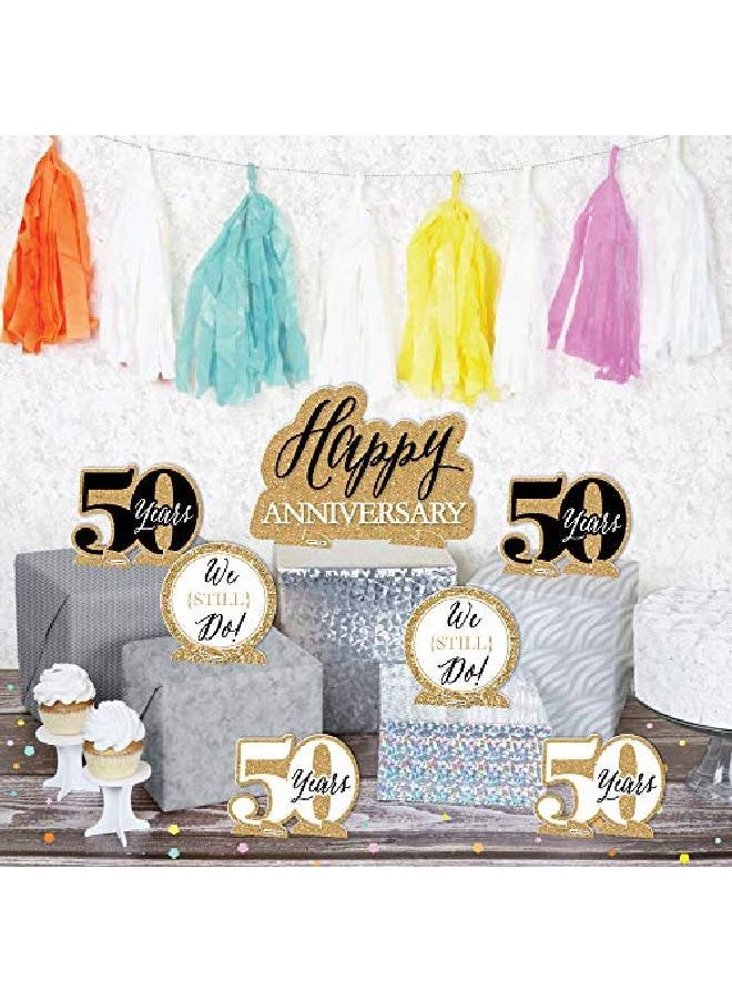 Big Dot of Happiness We Still Do 50Th Wedding Anniversary Anniversary Party Centerpiece Table Decorations Tabletop Standups 7 Pieces  - Image 3