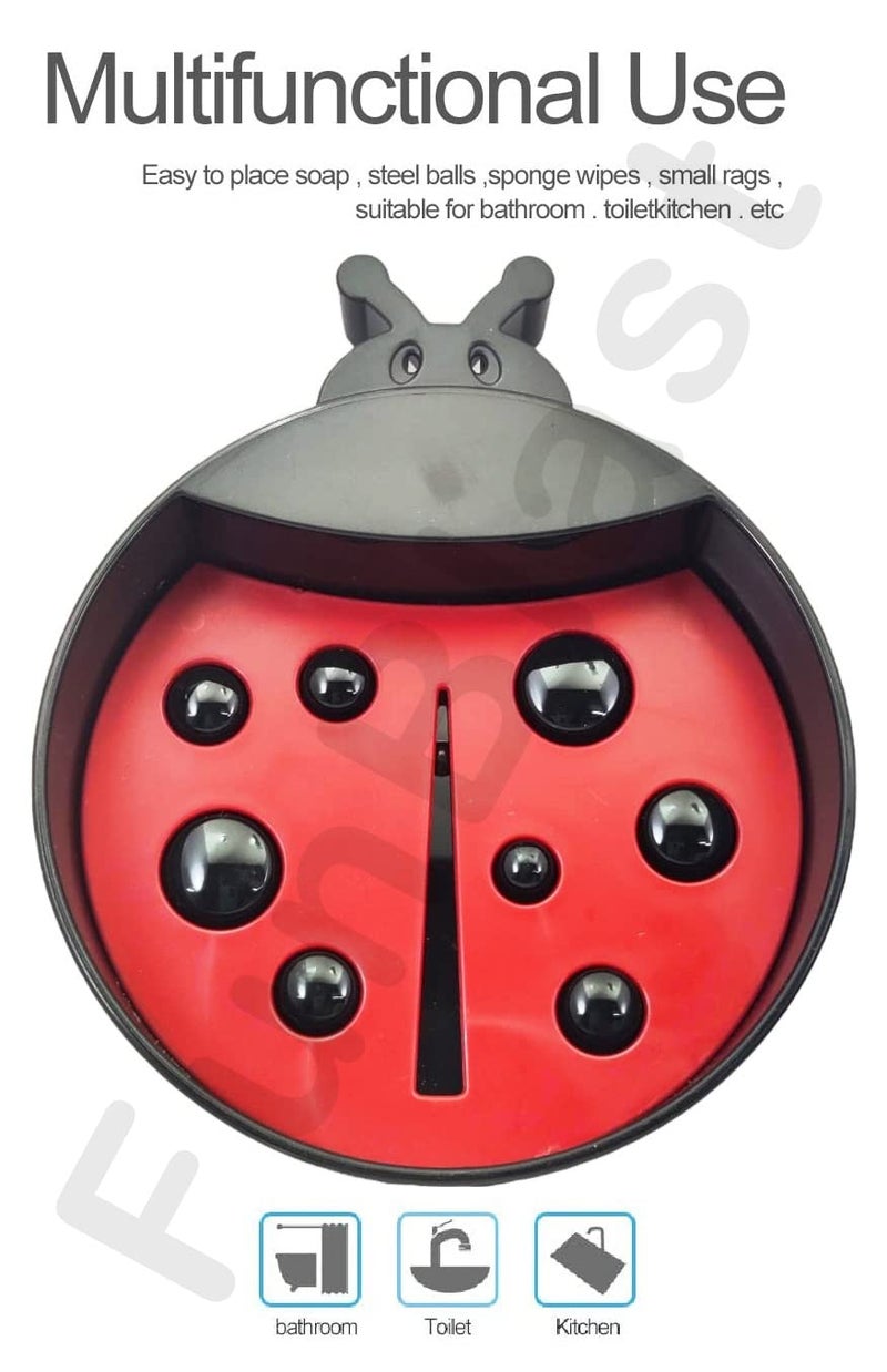 FunBlast Lady Bug Shaped Soap Box Holder - Soap Case for Kids Bathroom and Basin, Soap Dish Holder, Double Layer Drain Compartment Soap Tray for Kids Bathroom - Image 3