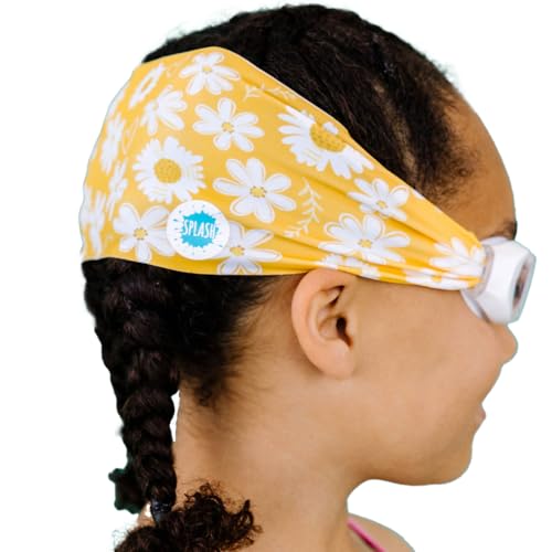 Splash Place KIDS SWIM GOGGLES with Fabric Strap - DAISY LOVE | Fun, Fashionable, Comfortable - Tangle-Free, Swimming Goggles for Kids, Comfy Fabric Strap Goggles - Image 1