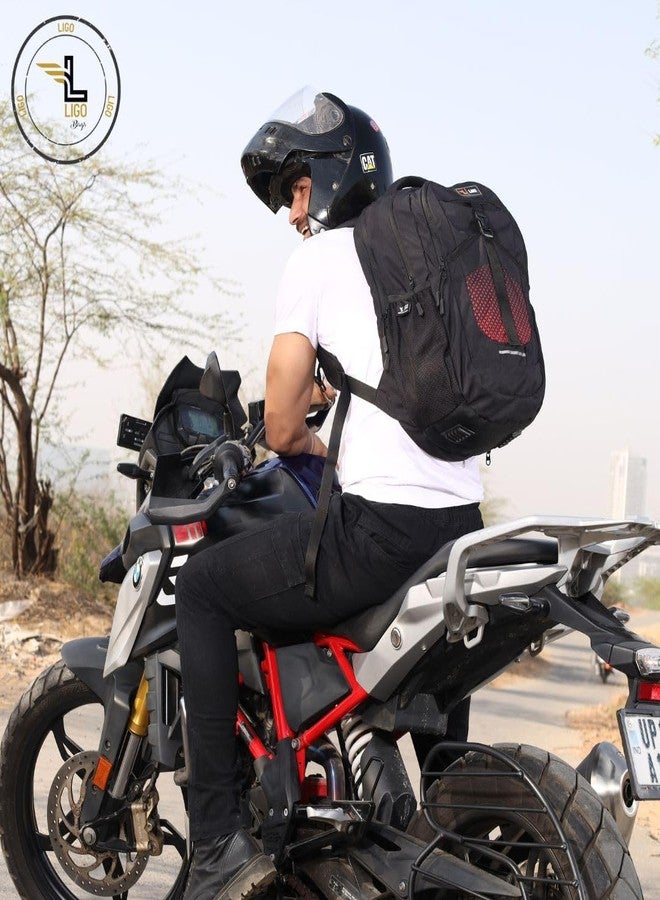 Ligo Adventure 17 Inch Laptop Bag | Motorcycle Backpack Bag for Men | Riding Backpack for Men and Women (Olive) - Image 2