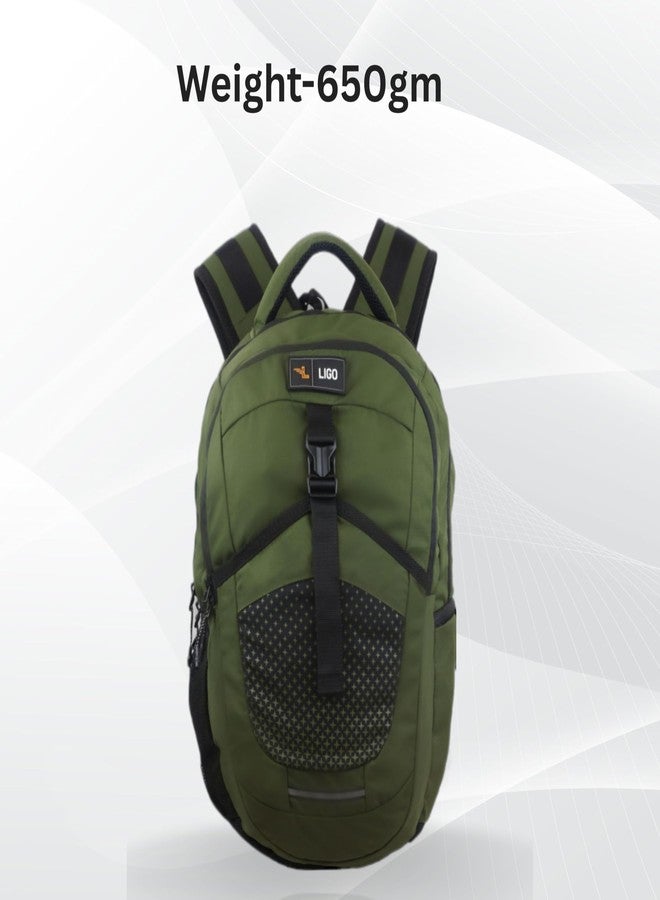 Ligo Adventure 17 Inch Laptop Bag | Motorcycle Backpack Bag for Men | Riding Backpack for Men and Women (Olive) - Image 4