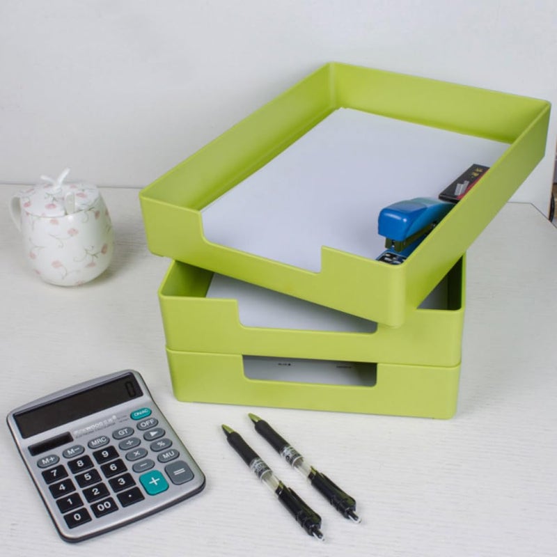 RHONZHAO Letter-Size Tray, Desk Drawer Organizer, A4 Plastic Paper Tray for Office, School, Home Storage, and Storage Containers for Gift Wrap, and Crafts (Green) - Image 2