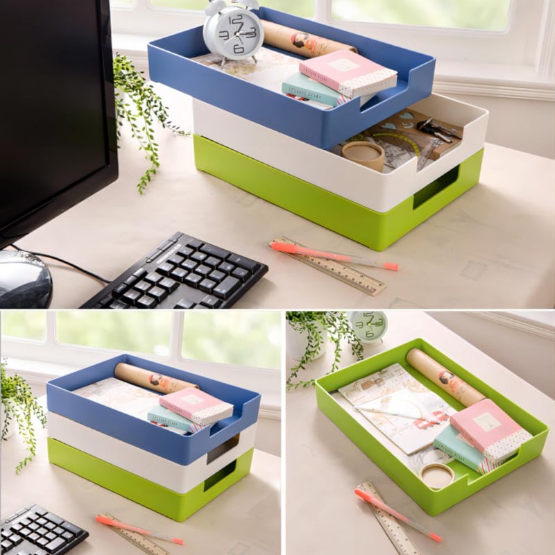 RHONZHAO Letter-Size Tray, Desk Drawer Organizer, A4 Plastic Paper Tray for Office, School, Home Storage, and Storage Containers for Gift Wrap, and Crafts (Green) - Image 5