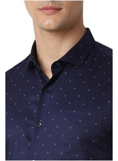 Peter England Peter England Men's Slim Fit Shirt (PESFWSLP759541_Navy  - Image 4