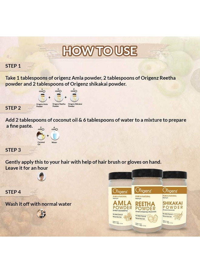 أوريجينز مسحوق أوريجينز أملا ريثا شيكاكاي، عبوة كومبو ٣٠٠ غرام، للعناية بالشعر، غسول، فروة رأس صحية، تغذية، قناع، يساعد على التحكم في قشرة الرأس وتساقط الشعر | منظف طبيعي | ١٠٠ غرام × ٣ - Image 4