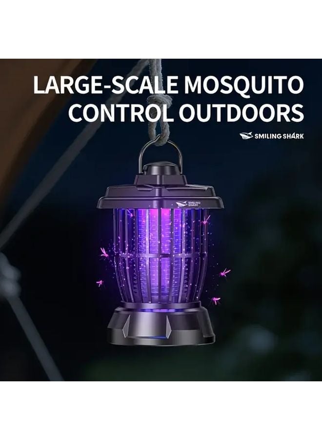 Black Smiling Shark LED Hand Lantern Fly Zapper Rechargeable Camping Light USB C - Image 3
