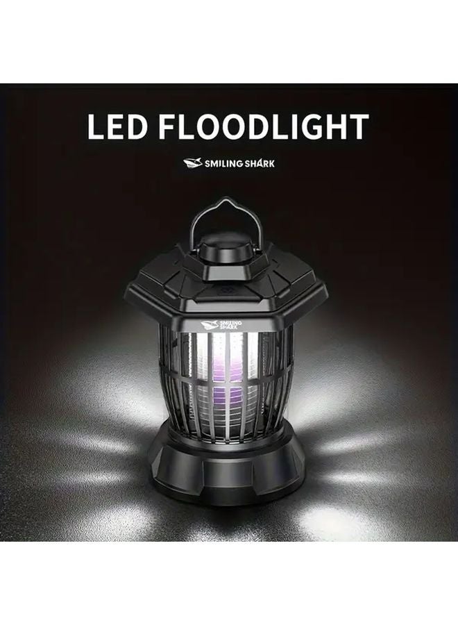 Black Smiling Shark LED Hand Lantern Fly Zapper Rechargeable Camping Light USB C - Image 5