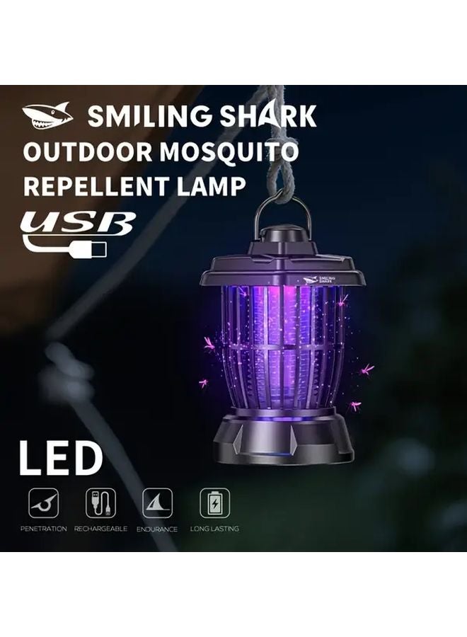Black Smiling Shark LED Hand Lantern Fly Zapper Rechargeable Camping Light USB C - Image 2