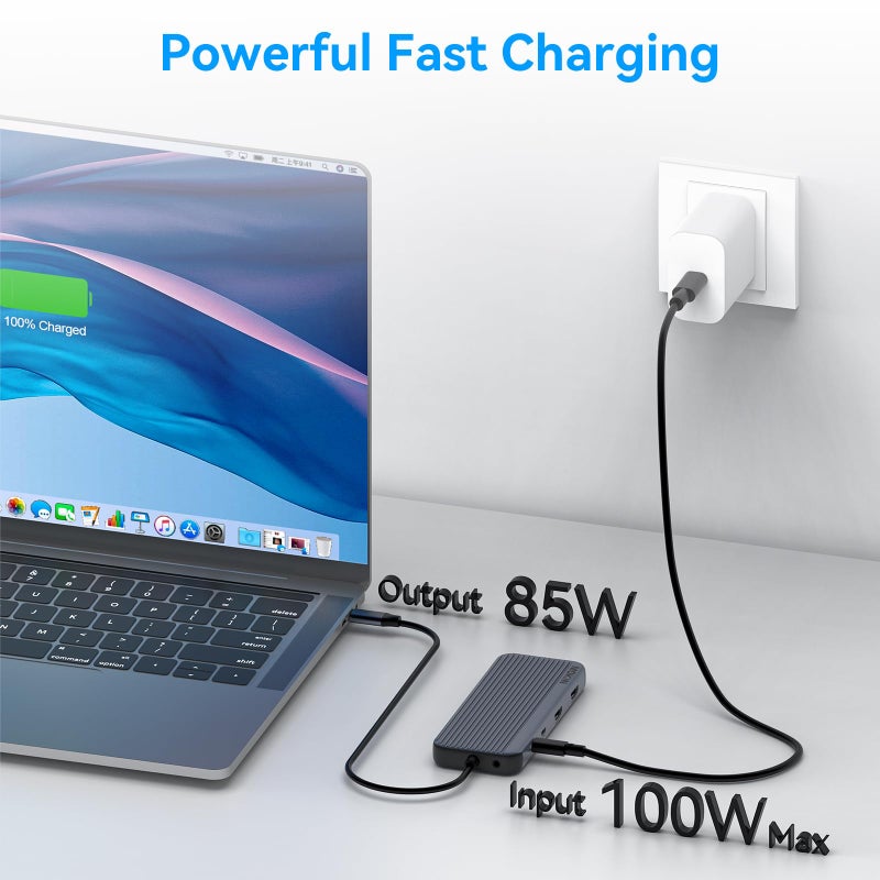 Mokin USB C Docking Station 3 HDMI, 12 in 1 Docking Station Triple Display, Dual Monitor Dock, Laptop USB-C Hub 3 HDMI with 10 Gbps, Ethernet, USB A/C 3.1, USB 2.0, 100W PD, Audio & Mic, SD - Image 5