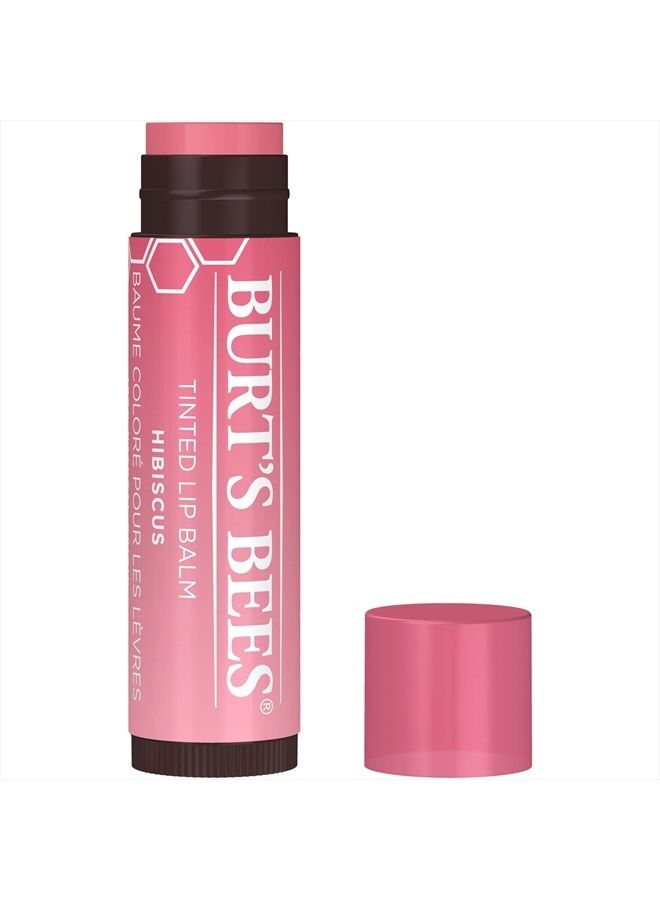 Burt's Bees مرطب الشفاه، سلة عيد الفصح، مرطب ملون للعناية بالشفاه، هدية الربيع للنساء، للشفاه الجافة، طبيعي 100%، مع زبدة الشيا، الكركديه (عبوتان) - Image 1