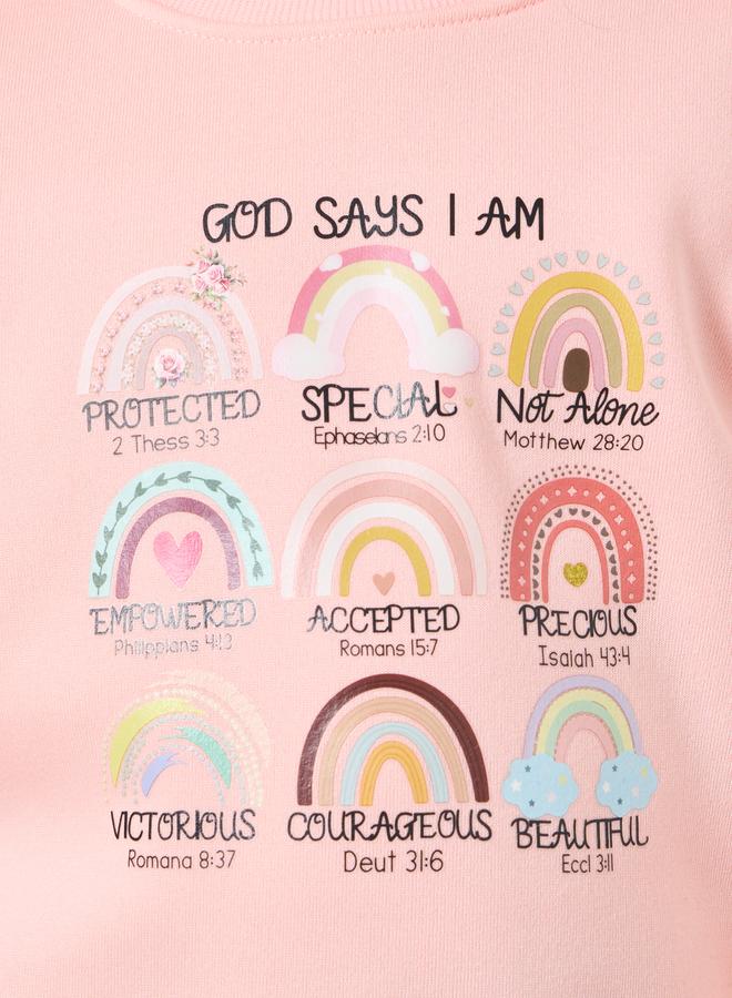 Styli Girls Pink Graphic Print Sweatshirt - Image 4