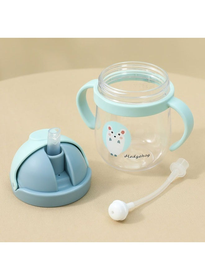 Generic - 280ml Baby Straw Cup with Anti-Backflow Straw and Handles, Safe and Odorless, Ideal for Infants and Toddlers During Travel — Blue - Image 1